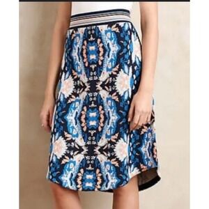 MOTH Anthropologie Antica Sweater Knit‎ Skirt Blue Orange Midi Small Boho Chic